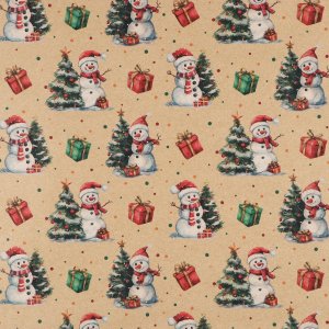 Бумага упаковочная крафт Снеговички 50×70см 10386804