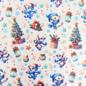 Бумага упаковочная крафт белая Весёлый мишка 80 г/м2  70х100см 10549272