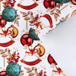 Бумага упаковочная глянц Новогодние игрушки  70х100см 7838752