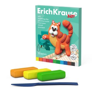 Пластилин 12цв Baby мягкий восковой со стеком 156г 61328