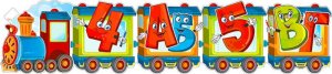 Плакат полоска Паровозик Цифры и буквы P-63
