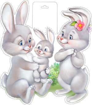 Плакат фигурный Зайцы P34-350
