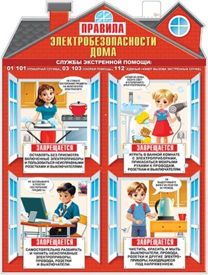 Плакат фигурный Правила электробезопасности дома P2V-314
