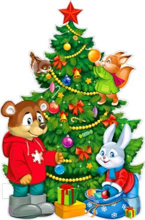 Плакат фигурный Елка со зверятами P1-19