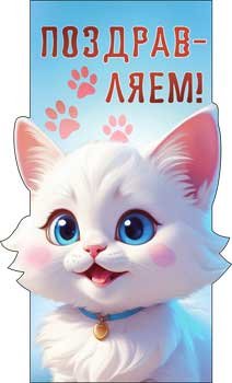 Конверт Поздравляем дет Кошечка 90-356-C