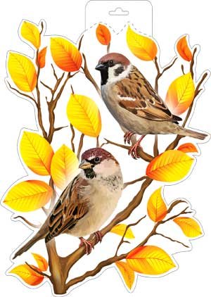 Плакат фигурный Воробьи осенние P34-448