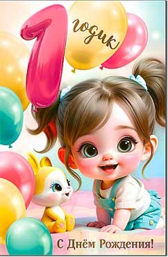 Открытка С Днем Рождения 1 годик 23-977