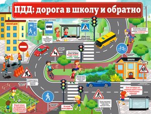 Плакат ПДД дорога в школу и обратно P2-707