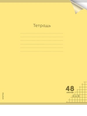 Тетрадь  48л клетка пластик обл plastic cover ПАСТЕЛЬ YELLOW 48-1349